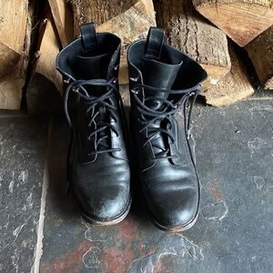 rag & bone Black Leather Lace-Up Combat Boots